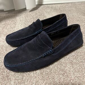 To Boot New York Driving Shoes in Blue Navy Suede